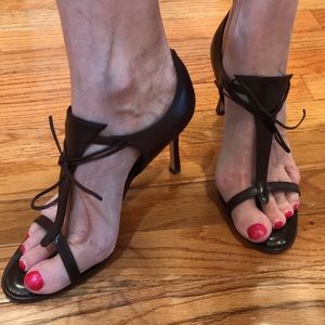 Manolo Blahnik Brown Leather Heels Size 39 NWT